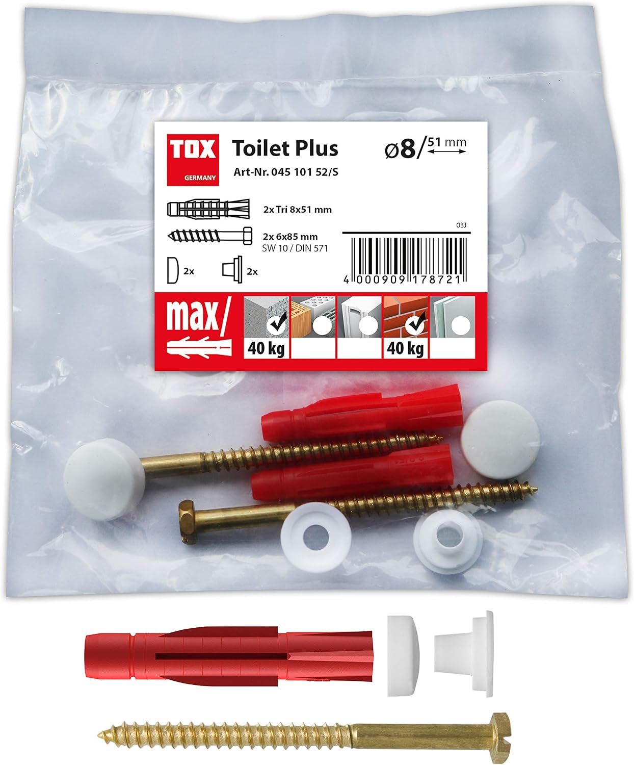 TOX Stand-Alone WC Fastening Toilet Plus, White, 1 Set, 04510152/S - Image 3