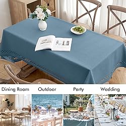 MIULEE Stone Blue Thick Polyester Linen Rectangle