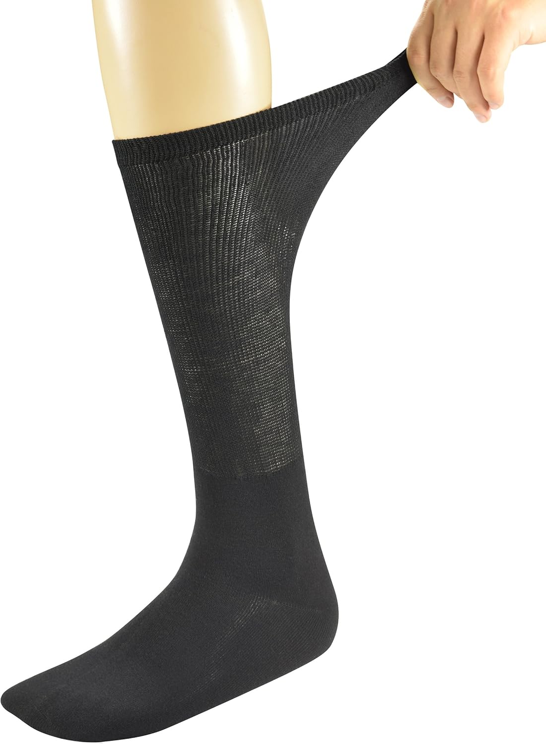 Yomandamor Mens Bamboo Diabetic Over The Calf Socks,4 Pack Size 10-13(B): Clothing