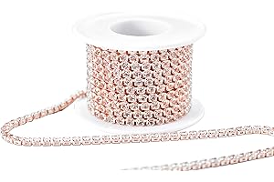 KAOYOO 5 Yards 3MM Zircon Rhinestones Close Chain Beaded Trim for Sewing Crafts,DIY Decoration（Rose Gold）