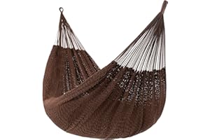 Lazy Daze Hammocks Handwoven Mayan Hammock, 10.5 FT Soft Rope Double Hammocks, Portable Outdoor Hammock with Carry Bag, 2 Straps & Carabiners for Patio Outside, 550 lbs Weight Capacity, Coffee