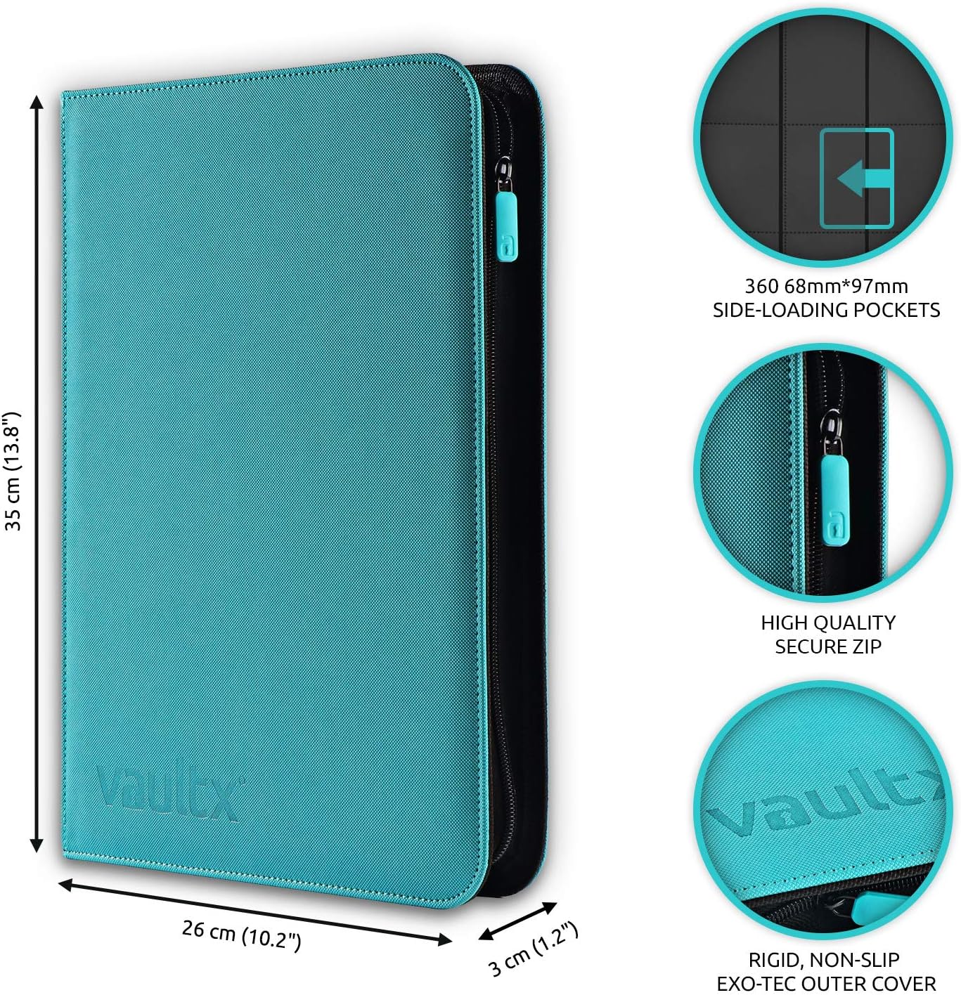 Vault X 9 Pocket Trading Card Zip Binder, 360 Cards, Premium Exo-Tec Album Material, 20 Side-Loading Pages - Image 3