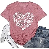Heart Floral Grandma Shirts Letter Print Grandmother Mama Life Casual Tee Top Women