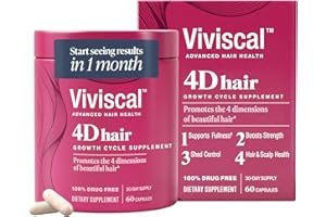 Viviscal 4D Hair Growth Cycle Supplements for Women for Full, Strong, and Healthy Hair; Made with Keratin, Vitamin A, Biotin, Zinc, 30 Day Supply, 60 Count