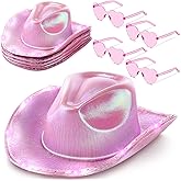 Zhanmai 8 Pieces Cowboy Hat LED Light Up Hat and Heart Sunglasses Sparkly Space for Cowgirl Women Halloween Costume