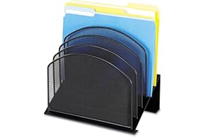 Safco Onyx Desk Organizer with 5 Vertical Sections, File Organizer for Home, Office, Classroom & More, Steel Mesh Construction