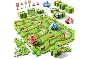 Bennol Toddler Toys Gifts for 2 3 4 5 Year Old Boys, 56 Jigsaw Puzzle Race Track Car Set Toys for Kids Boys Toddlers 1-3 2-4 3-5 4-6, Puzzle Tracks Car Toys Gifts for 2 3 4 5 Year Old Boys Kids