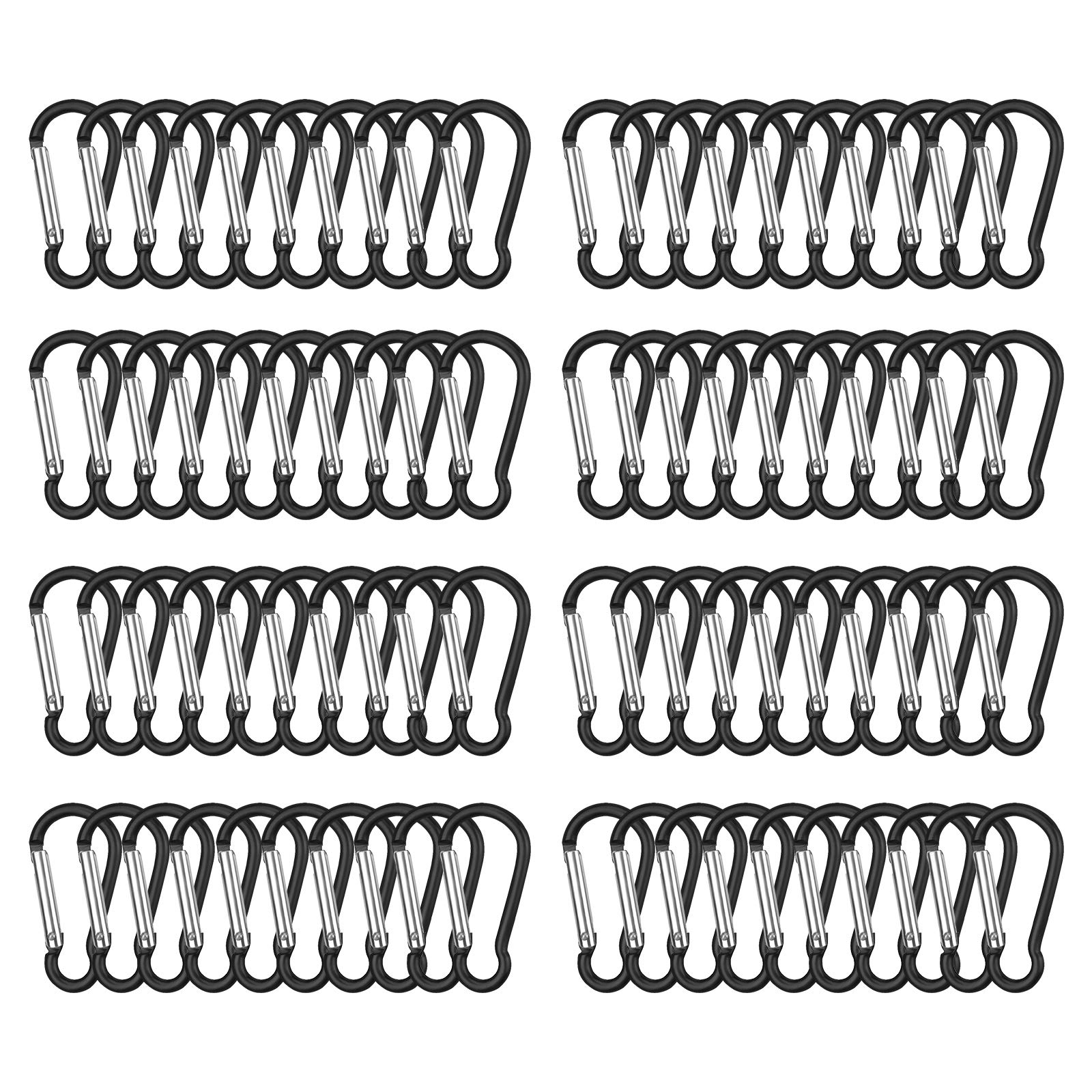 Dadabig 80 PCS Carabiner Clips, Aluminum Carabiner Snap Hook Mini Carabiner for Key Chain Keyring Camping Outdoor Traveling, Black