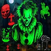 12-in-1 Halloween Projector Lights, Outdoor Dynamic Halloween Projector | with Motion Effects, Clown Skeleton Spider Pumpkin Patterns, Holiday Projection Light for Yard Wall Window Garage Decorations