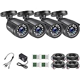ZOSI 4 Pack 2MP 1080p HD-TVI Home Security Camera Outdoor Indoor 1920TVL,24PCS LEDs,80ft Night Vision, 90°View Angle, Weather