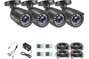 ZOSI 4 Pack 2MP 1080p HD-TVI Home Security Camera Outdoor Indoor 1920TVL,24PCS LEDs,80ft Night Vision, 90°View Angle, Weather