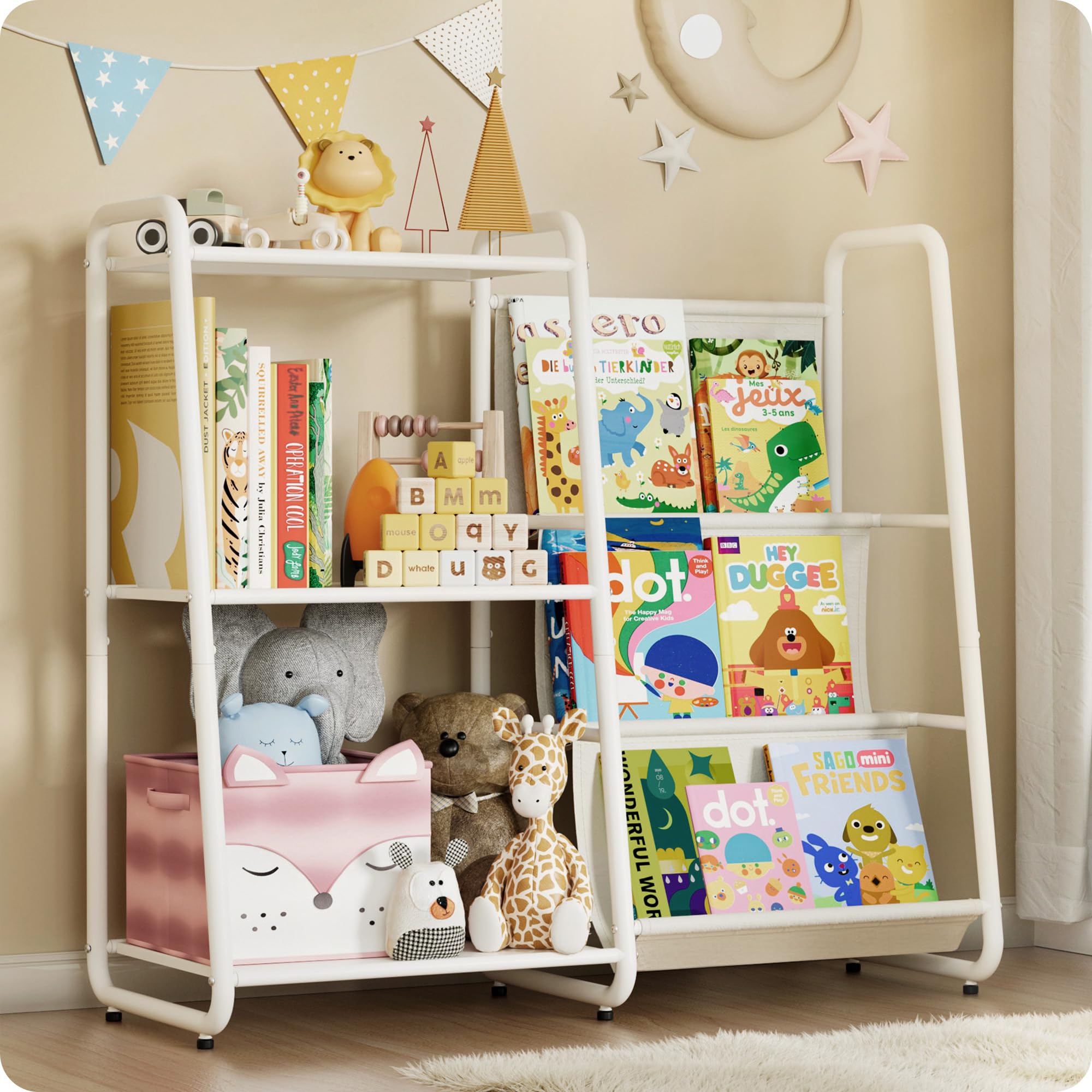 Photo 1 of BUTUNITA Book Shelf for Kids Rooms, 3 Tier Kids Bookshelf and Organizer, Montessori Toddler Book Shelf, for Bedroom, Playroom, Nursery (White)