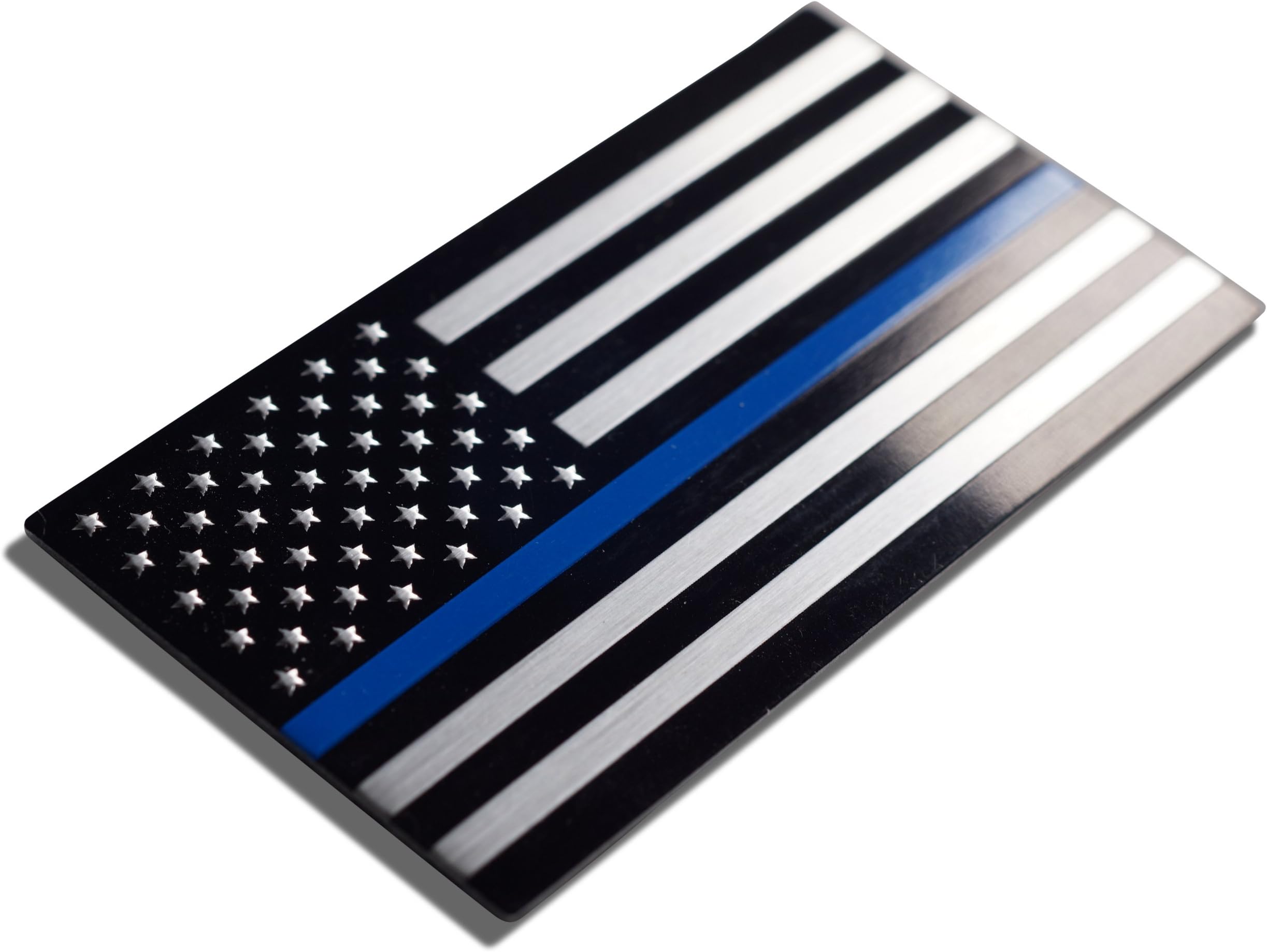 Thin Blue Line American Flag Sticker/ Decal | Heavy Duty Aluminum Alloy for Car, Truck, SUV | In Support of Police Officers and Law Enforcement