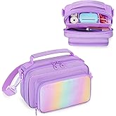 GRAOSO Kids Camera Case Compatible with ESOXOFFOR, Small Children Digital Carrying Bag with Pockets for Accessories, Front Binder Organizer Storage Printer Paper, Detachable Shoulder Strap, Purple