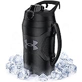 Under Armour Insulated Water Bottle with Handle &amp; Fence Hook, Half Gallon Sports Water Jug, Leak-Resistant &amp; BPA-Free for Baseball, Football &amp; Gym - Black/Black, 64oz