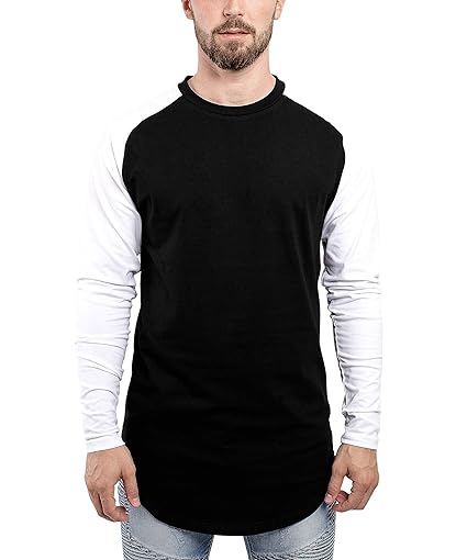 Blackskies Baseball Longsleeve T-Shirt | Langes Oversize Fashion Basic Langarm Raglan Herren Longshirt Long Tee Melliert - Ro