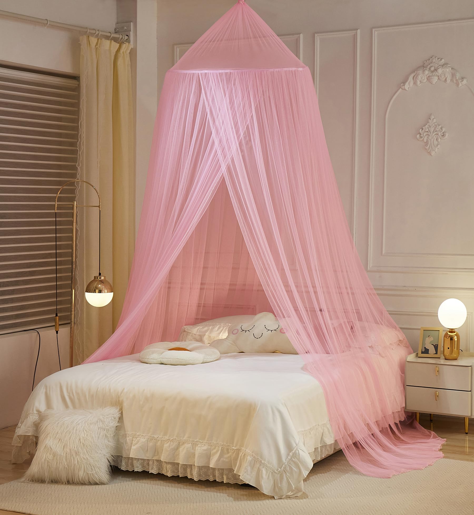ZIQINPSQ Pink Large Mosquito Net for Single, Double King, Adult & Kid Beds; Indoor/Outdoor Dome Tent