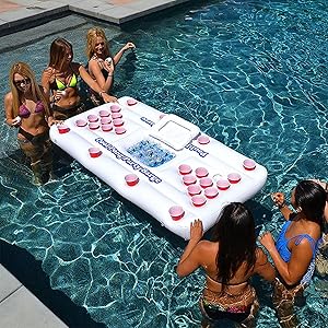 Swimming Pool Float Beer Table Drinking Cooler Bar Tray Beach Inflatable Air Mattress Water Food Drink Holder Floater - The Game for Head-to-Head,