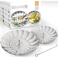 Two-Pack (Large and Standard) Vegetable Steamer Basket Set - Steamer Inserts for Instant Pot + Safety Tool - 100…