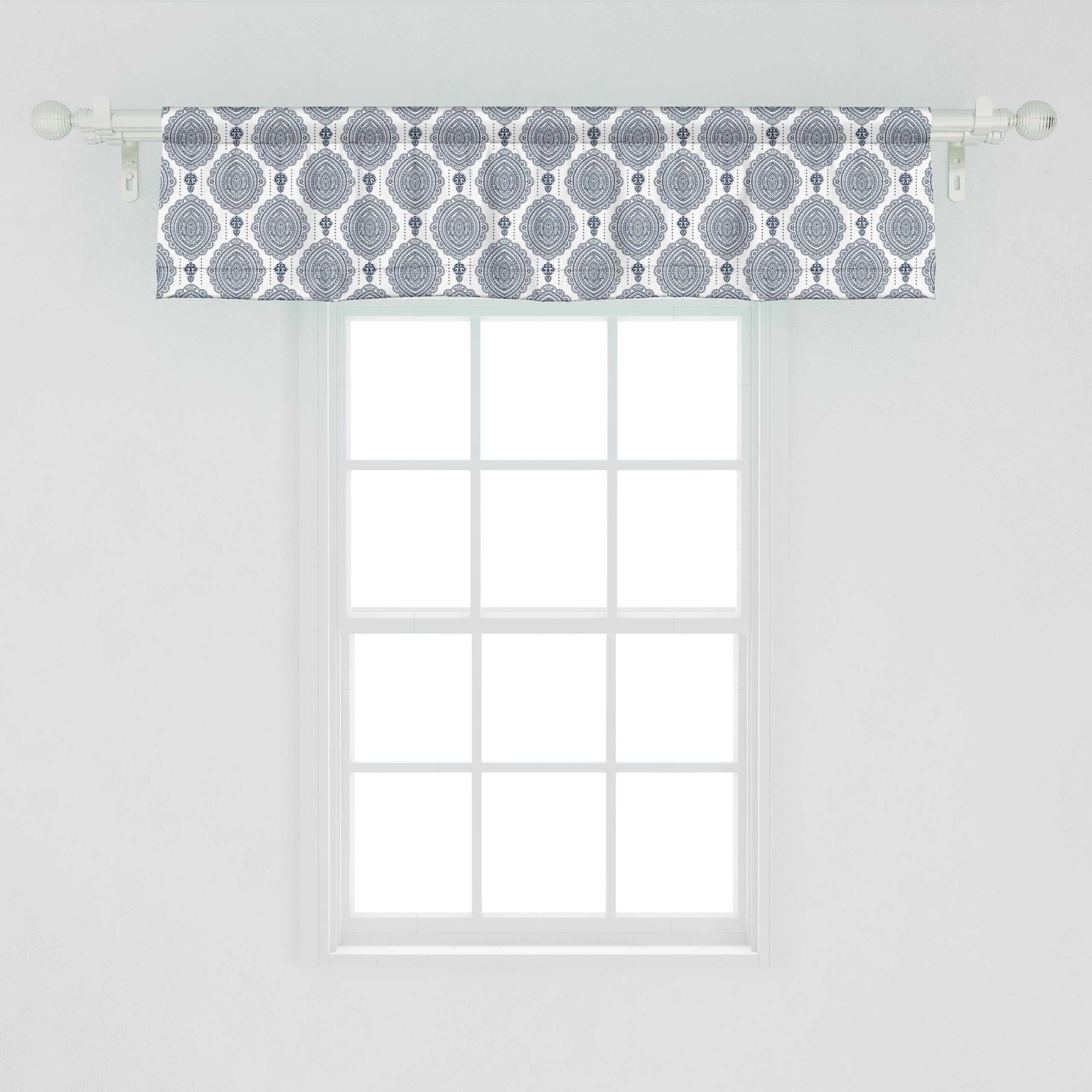 Ambesonne Damask Window Valance, Abstract Medallion