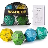 WADEO Exercise Dice, Workout Dice with 36 HIIT Workouts and 12 Yoga Stretch Training, 4-Pack Fitness Dice for Home Workouts, 