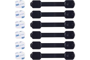 Child Proof Safety Locks - Baby Proofing Cabinet Lock with 6 Extra 3M Adhesives - Adjustable Strap Latches to Cabinets,Drawer