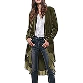 R.Vivimos Womens Ruffled Asymmetric Long Velvet Blazers Coat Casual Jackets