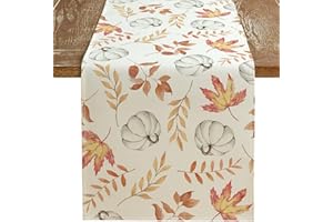 ARKENY Fall Pumpkin Orange Table Runner 13x72 Inches, Thanksgiving Holiday Indoor Outdoor Table Decoration for Home
