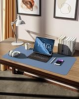 YSAGi Leather Desk Mat Large 80x40 cm Sea Blue Non-Slip Waterproof view 5