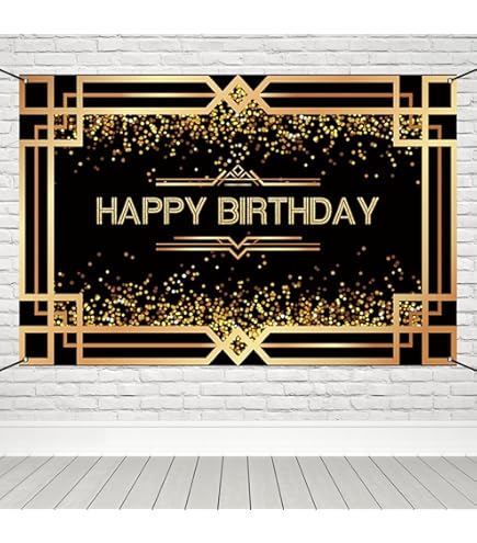 YRIOWMI 7x5ft Happy Birthday Backdrop Banner - Black And Gold Party Decor For Birthdays & Celebrations - View #8