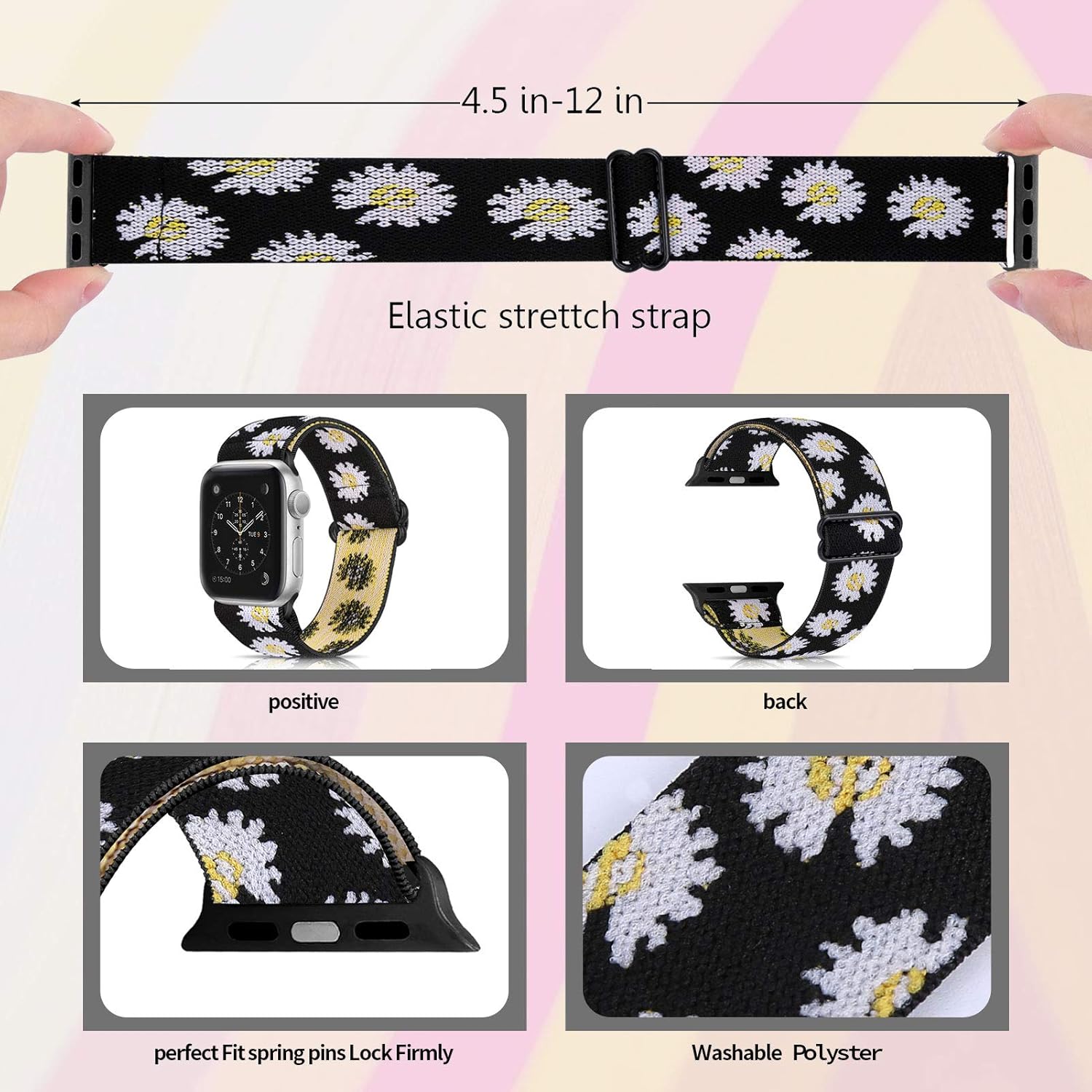 Ecogbd Elastic Replacement Strap Compatible with Apple Watch Strap 38mm 40mm 41mm 42mm 44mm 45mm 49mm - Image 5