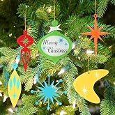 Vercraft 24 Pcs Mid Century Modern Christmas Ornament, Starburst Tree Decor | Medieval Acrylic Retro Christmas Ornaments, Vintage Atomic Christmas Bulb Ornament, for Tree Wreath Garland Setup Decor
