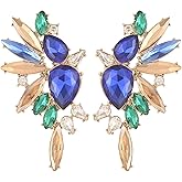 VANGETIMI Vintage Rhinestone Statement Earrings for Women Fashion Bling Colorful Crystal Cluster Drop Dangle Earrings