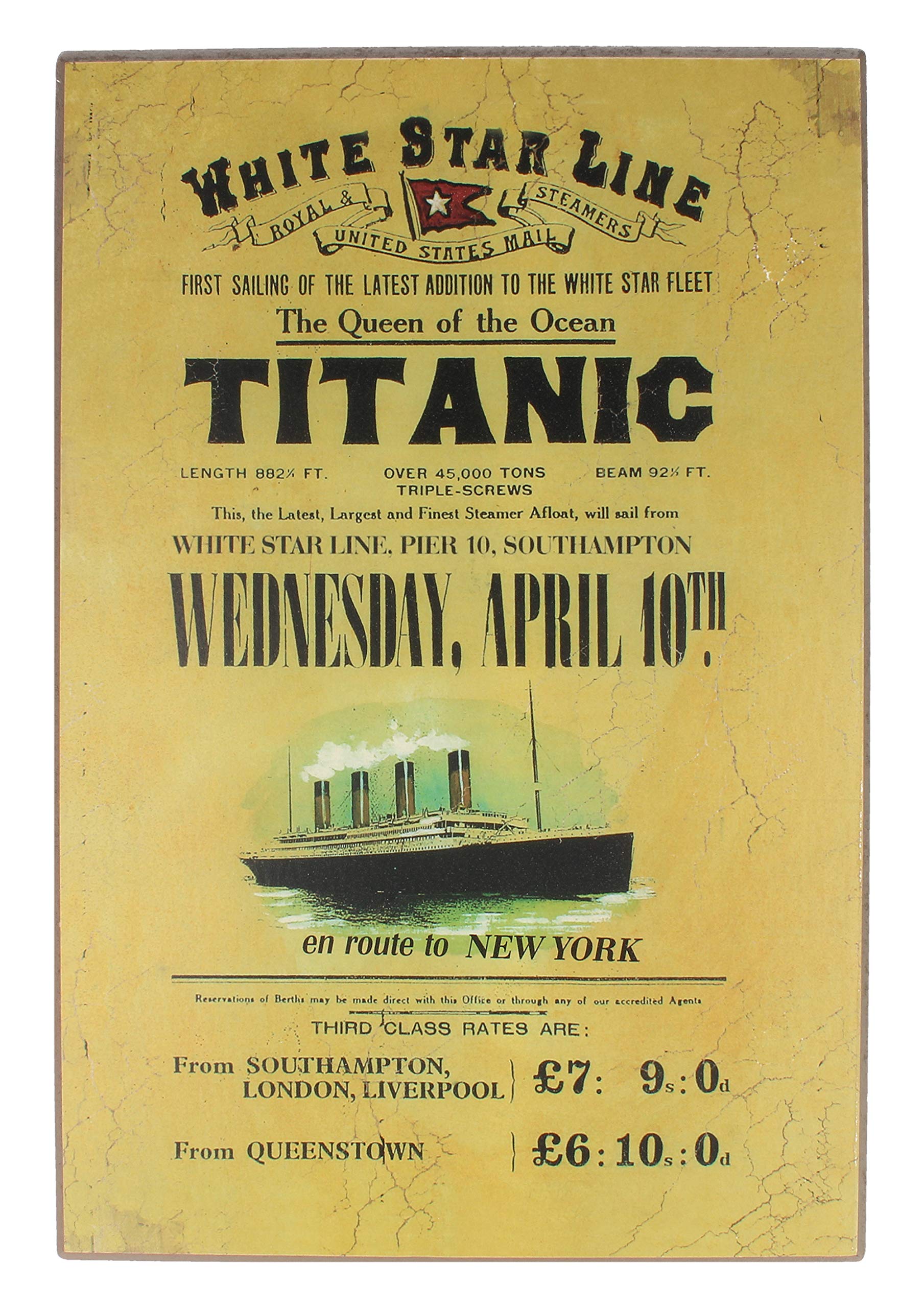Sg Titanic Rates Medium Wooden Sign 300mm x 200mm