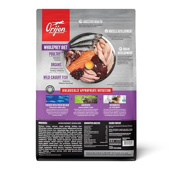 ORIJEN DRY KITTEN FOOD, GRAIN FREE FOOD FOR KITTENS, WITH WHOLEPREY INGREDIENTS, 4LB