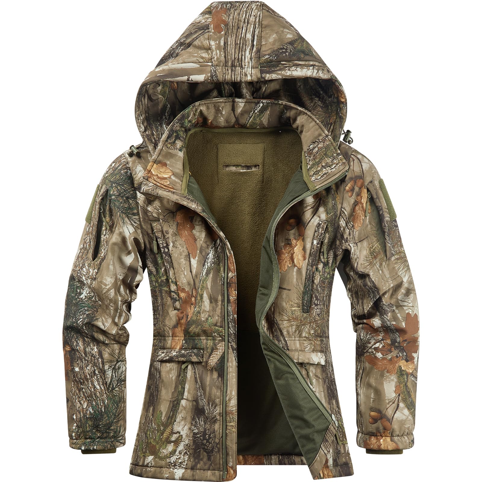 Photo 1 of NEW VIEW Womens Hunting Clothes, Upgraded Ultra-Quiet Water Resistant Camo Hunting Jacket for Duck Waterfowl Deer Hunting, Nv Camo Leaf, X-Large