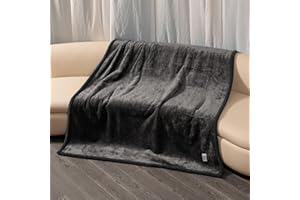 Maidewow Gray Fluffy Dogs Blanket for Bed Cover,85x85in Super Big Waterproof Sherpa Fleece Blankets for Queen King Size Beds Leakproof Sofa Couch Cover for Warm Washable Mat- Gray, XXL-85x85in