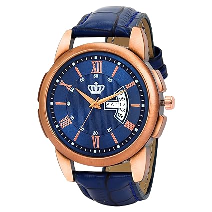 SMAEL Mens Exclusive Series Blue Strap Quartz Movement Leather Strap Day & Date Analogue Casual Watches (CSM110)