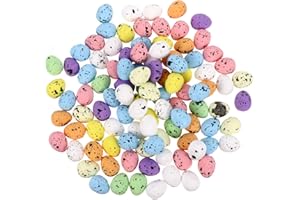 Abaodam 100pcs Artificial Bird Eggs Speckled Mini Fake Foam Eggs for DIY Crafts Easter Party Decorations Wedding Decorative Photography Prop