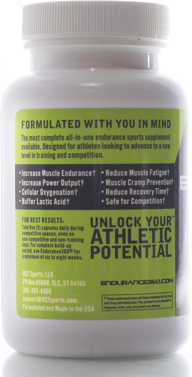 Endurance360 Complete Sports Performance for Runners, Cyclists, Triathletes and Ultra Athletes. Designed for Aerobic Energy, Recovery, Boost Vo2 Max, Muscle Cramp with Electrolytes and Aminos: Health & Personal Care