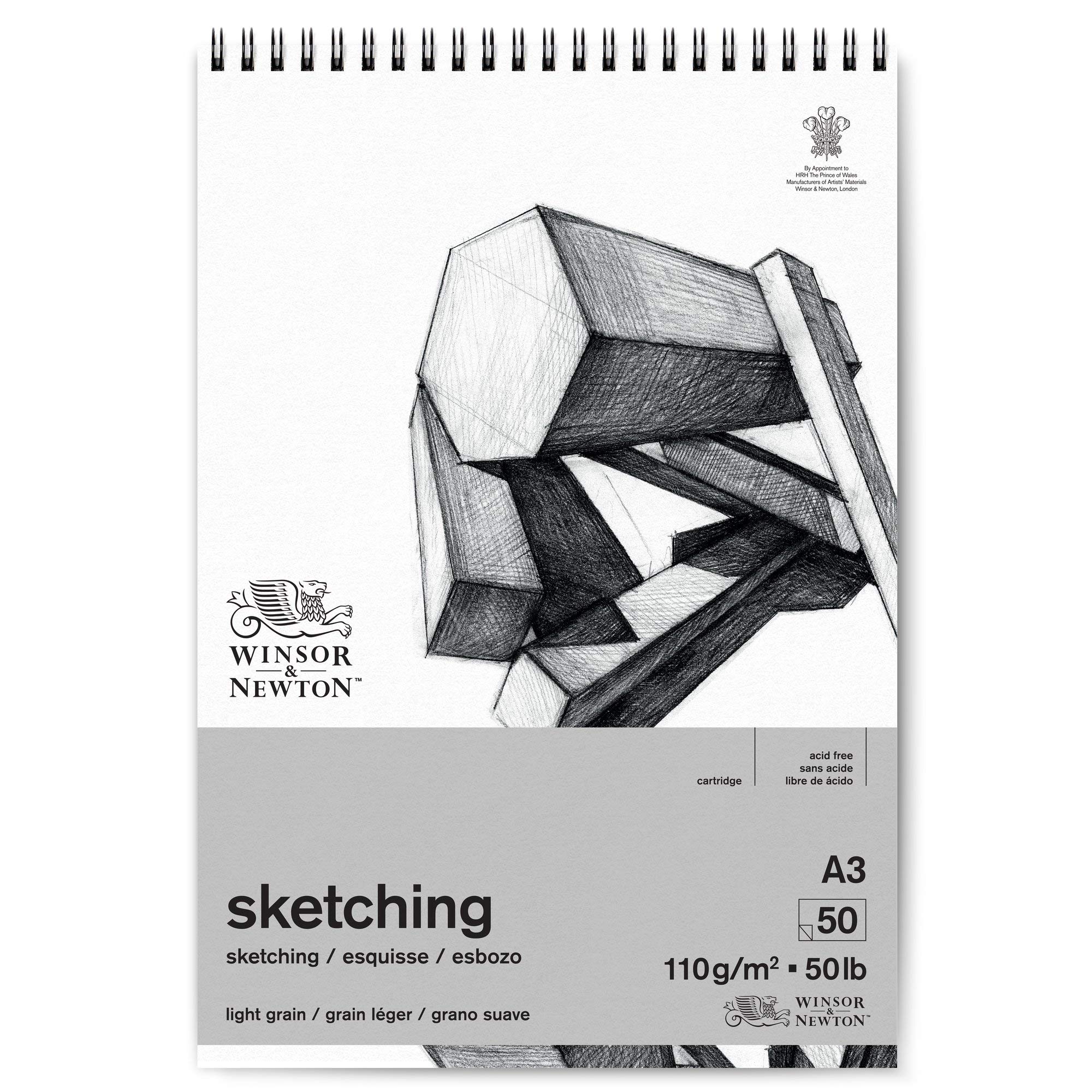 Winsor & Newton and Newton 6672003 Drawing Spiral Pad Smooth, 50 Sheet, 150gsm, A3 Size, Pack of 3 Extra white