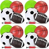 RoundFunny Operation Christmas Balls Bulk with Pump for Kids 5" Deflated Soccer Basketball Football 6.3" Playground Balls Christian Charity Donation Supplies for Toddlers Indoor Outdoor
