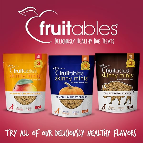 FRUITABLES SKINNY MINIS DOG TREATS, HEALTHY PUMPKIN TREAT FOR DOGS, LOW CALORIE & DELICIOUS, PUPPY TRAINING, NO WHEAT, CORN OR SOY, MADE IN THE USA, WATERMELON FLAVOR, 5OZ