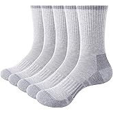 YUEDGE Womens Socks Moisture Wicking Anti-Odor Cotton Everyday Work Gym Tennis Training Athletic Cushioned Crew Socks