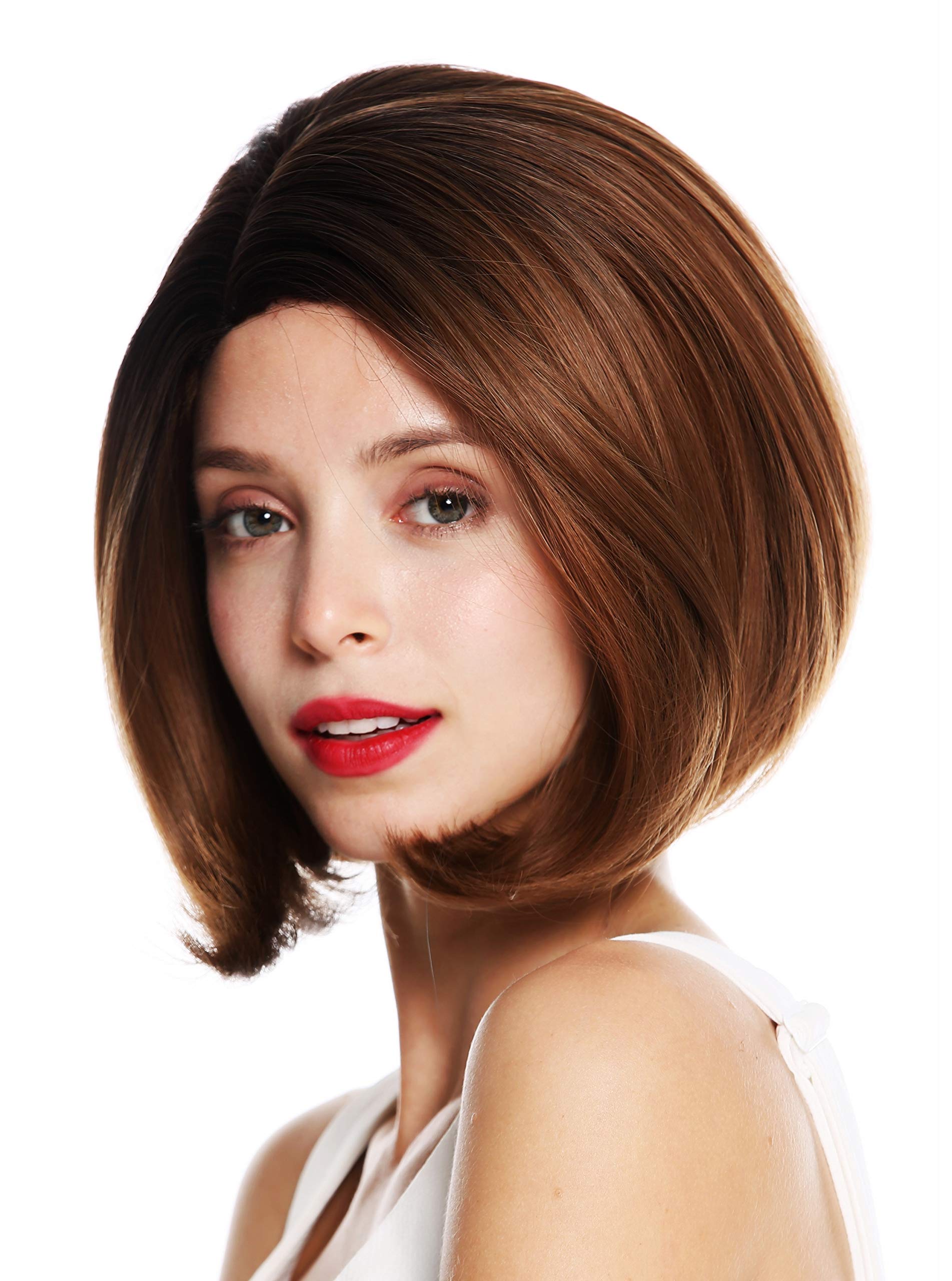 WIG ME UP - SS132-12/24B/30AR women's quality wig short bob sleek waved tips middle parting brown reddish brown blonde highlights