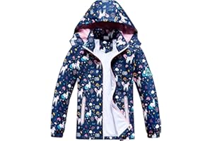 Aiwujiwu Girls Boys Rain Jacket Kids Lightweight Raincoats Windbreaker Outdoor Water-Resistant Hooded Jacket for Children