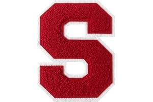 GROZON 4-1/2" Letterman Jacket Patches Red Chenille Letter Patches Iron on Letter Patches Varsity Letter Patches for Clothing (red-S)