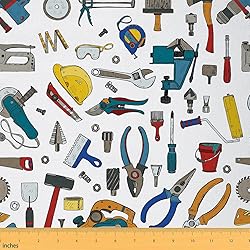 Tools Upholstery Fabric, Construction Tools Fabric