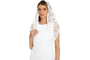 Cilkus Lace veil Triangle Mantilla veil Shawl or Scarf Latin Mass Head Cover with Fringed lace