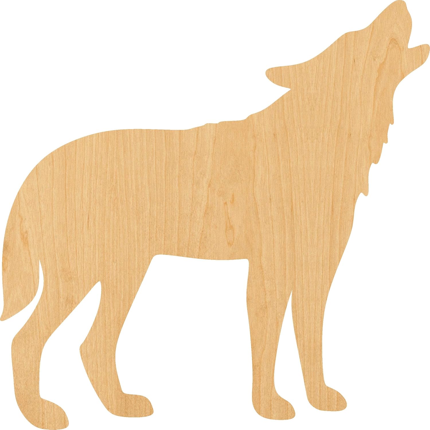 Mixed Media - Howling Wolf Laser Cut Out Wood Shape Craft Supply - 4 Inch